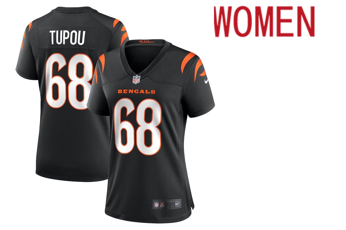 Women Cincinnati Bengals #68 Josh Tupou Nike Black Game Player NFL Jersey->women nfl jersey->Women Jersey